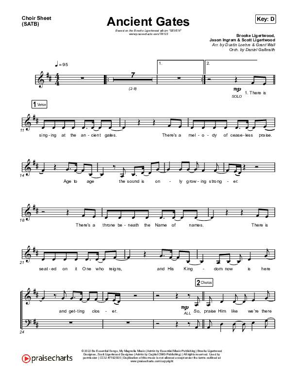 Ancient Gates Choir Sheet (SATB) (Brooke Ligertwood)
