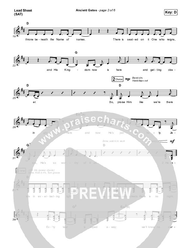 Ancient Gates Lead Sheet (SAT) (Brooke Ligertwood)