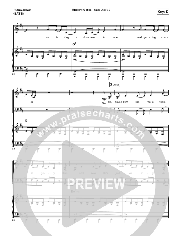 Ancient Gates Piano/Vocal (SATB) (Brooke Ligertwood)