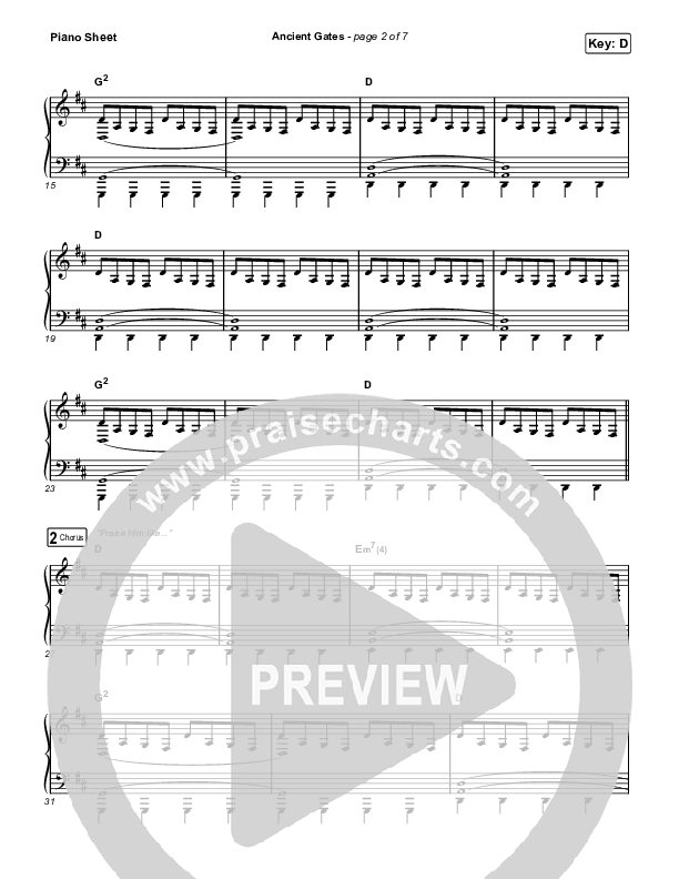 Ancient Gates Piano Sheet (Brooke Ligertwood)