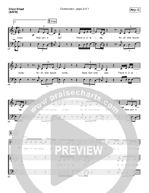 Communion Choir Sheet (SATB) (Brooke Ligertwood)