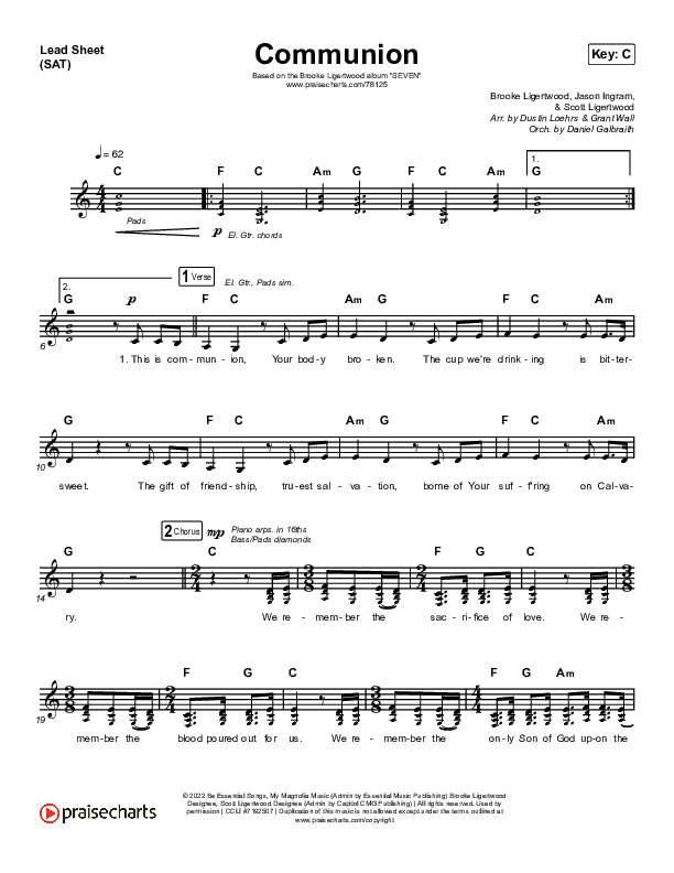 Communion Lead Sheet (SAT) (Brooke Ligertwood)
