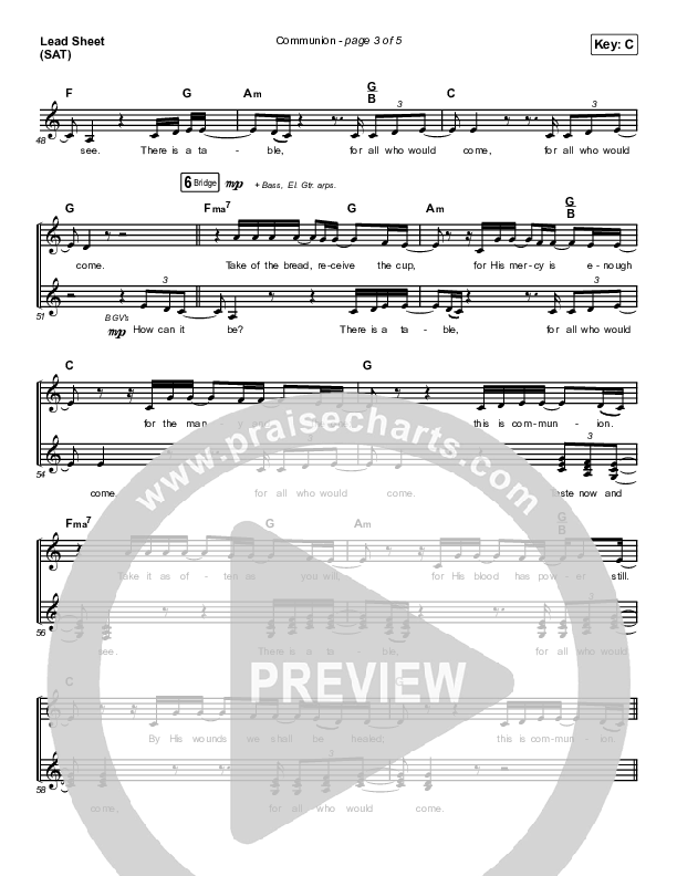 Communion Lead Sheet (SAT) (Brooke Ligertwood)