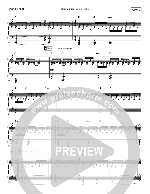 Communion Piano Sheet (Brooke Ligertwood)