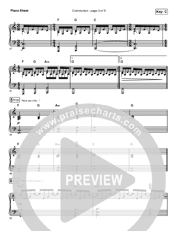 Communion Piano Sheet (Brooke Ligertwood)