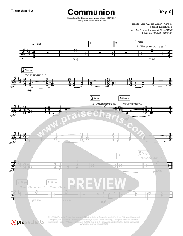 Communion Tenor Sax 1/2 (Brooke Ligertwood)
