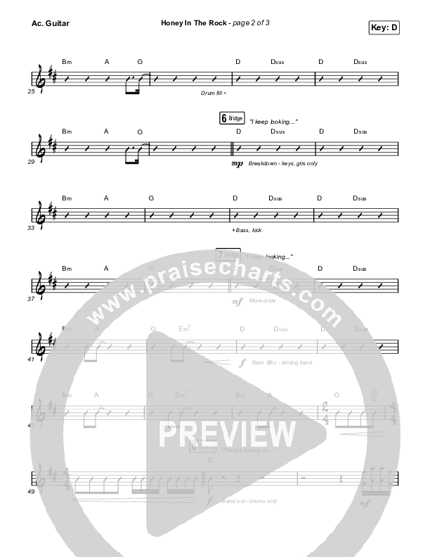 Honey In The Rock Acoustic Guitar (Brooke Ligertwood / Brandon Lake)