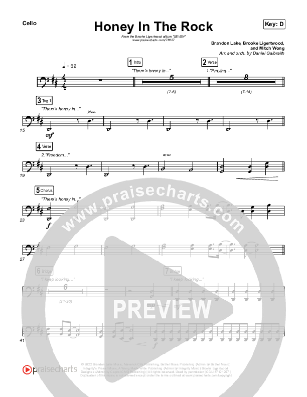 Honey In The Rock Cello (Brooke Ligertwood / Brandon Lake)