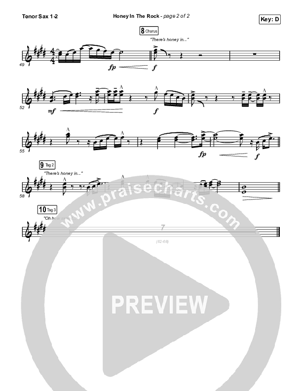 Honey In The Rock Tenor Sax 1/2 (Brooke Ligertwood / Brandon Lake)