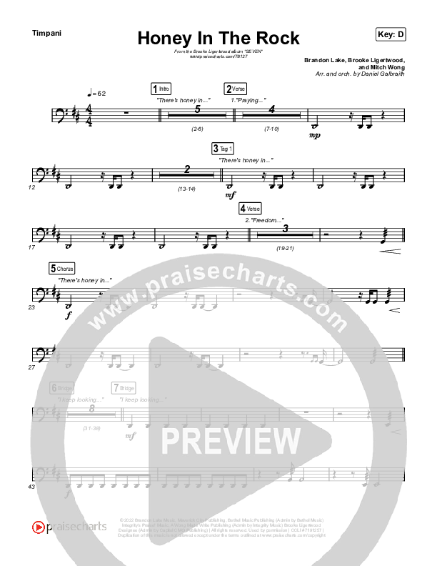 Honey In The Rock Timpani (Brooke Ligertwood / Brandon Lake)