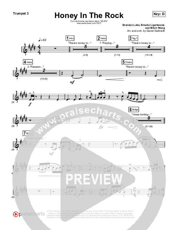 Honey In The Rock Trumpet 3 (Brooke Ligertwood / Brandon Lake)