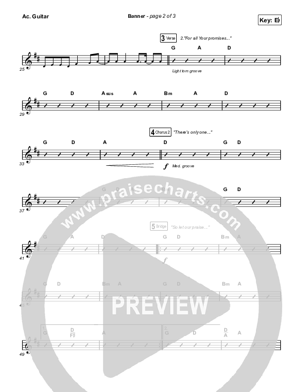 Banner Acoustic Guitar Sheet Music PDF (Brooke Ligertwood) PraiseCharts