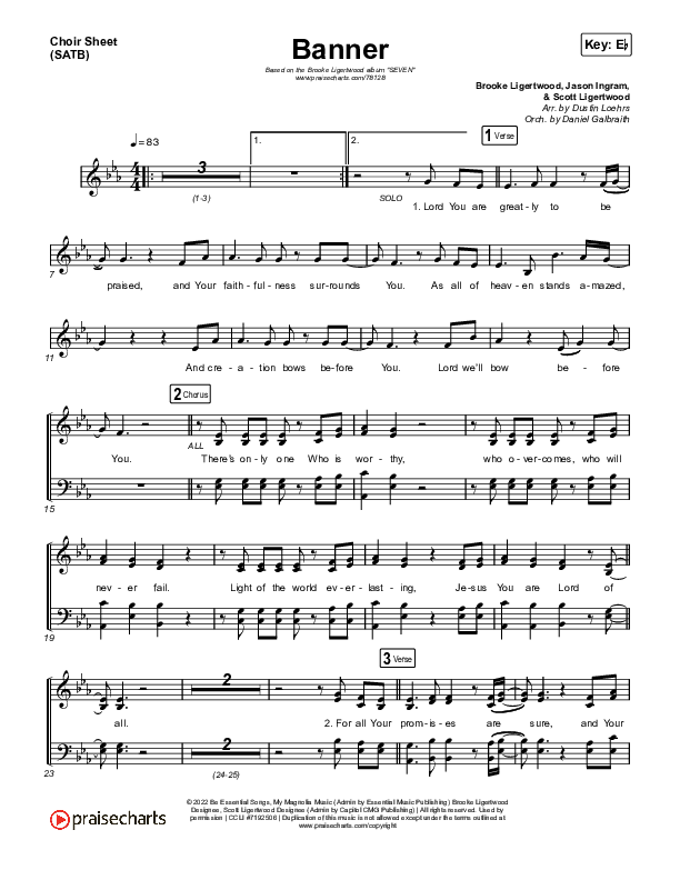 Banner Choir Sheet (SATB) (Brooke Ligertwood)