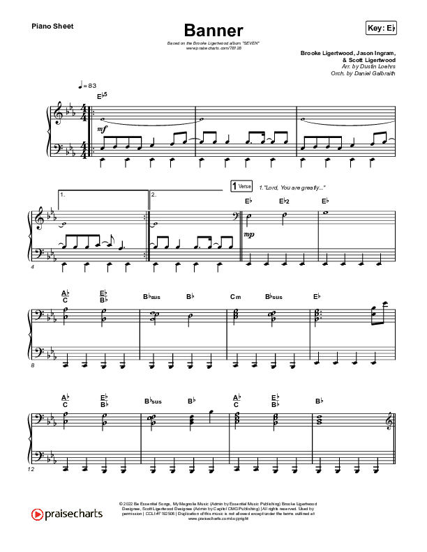 Banner Piano Sheet (Brooke Ligertwood)