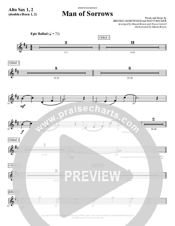 Man Of Sorrows (An Easter Moment) (Choral Anthem) Sax Pack (Travis Cottrell / Arr. Mason Brown)