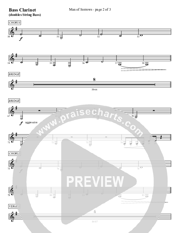 Man Of Sorrows (An Easter Moment) (Choral Anthem) Bass Clarinet (Travis Cottrell / Arr. Mason Brown)