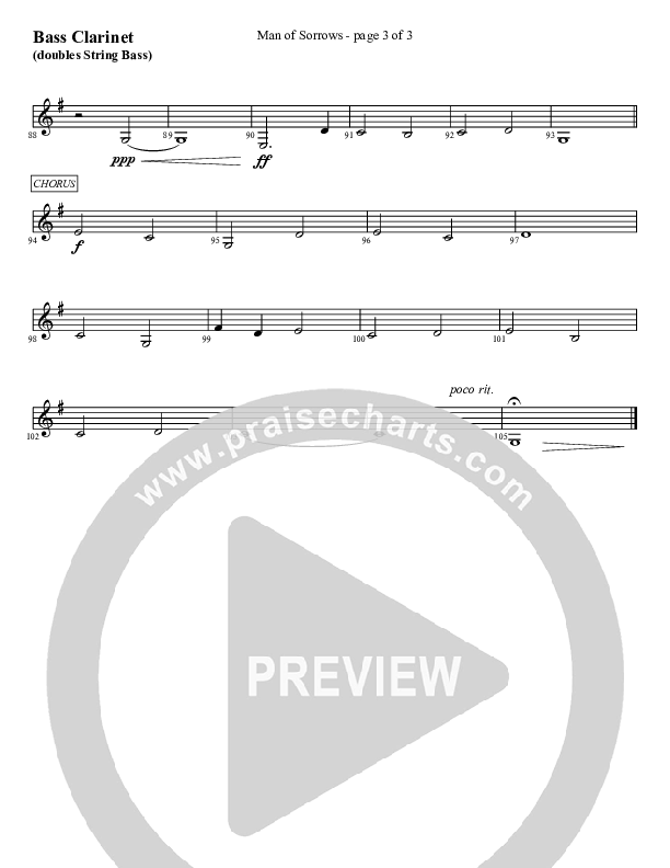 Man Of Sorrows (An Easter Moment) (Choral Anthem) Bass Clarinet (Travis Cottrell / Arr. Mason Brown)