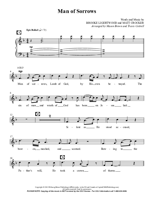 Man Of Sorrows (An Easter Moment) (Choral Anthem) Choir Sheet (SATB) (Travis Cottrell / Arr. Mason Brown)