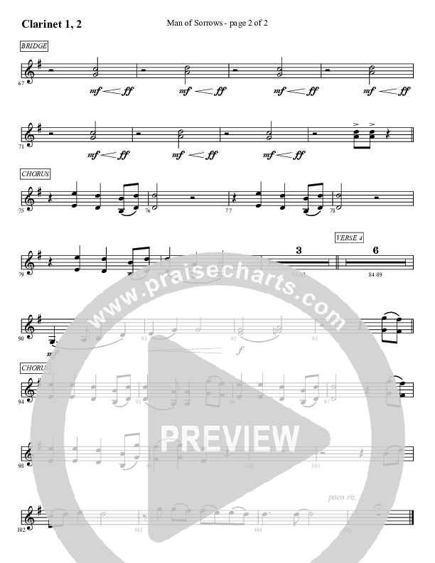 Man Of Sorrows (An Easter Moment) (Choral Anthem) Clarinet 1/2 (Travis Cottrell / Arr. Mason Brown)