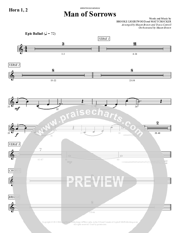 Man Of Sorrows (An Easter Moment) (Choral Anthem) Brass Pack (Travis Cottrell / Arr. Mason Brown)