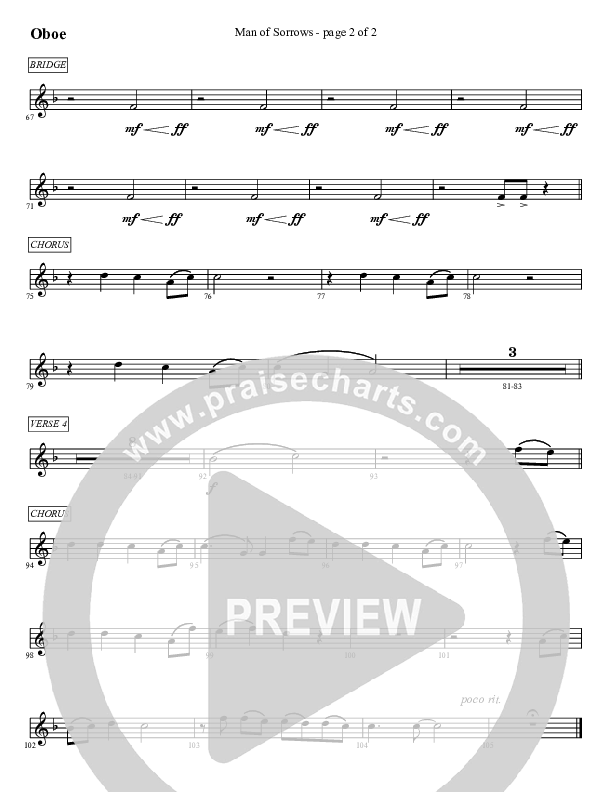 Man Of Sorrows (An Easter Moment) (Choral Anthem) Oboe (Travis Cottrell / Arr. Mason Brown)