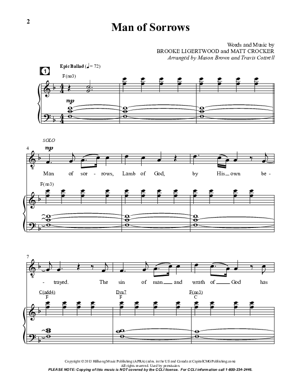 Man Of Sorrows (An Easter Moment) (Choral Anthem) Anthem (SATB/Piano) (Travis Cottrell / Arr. Mason Brown)