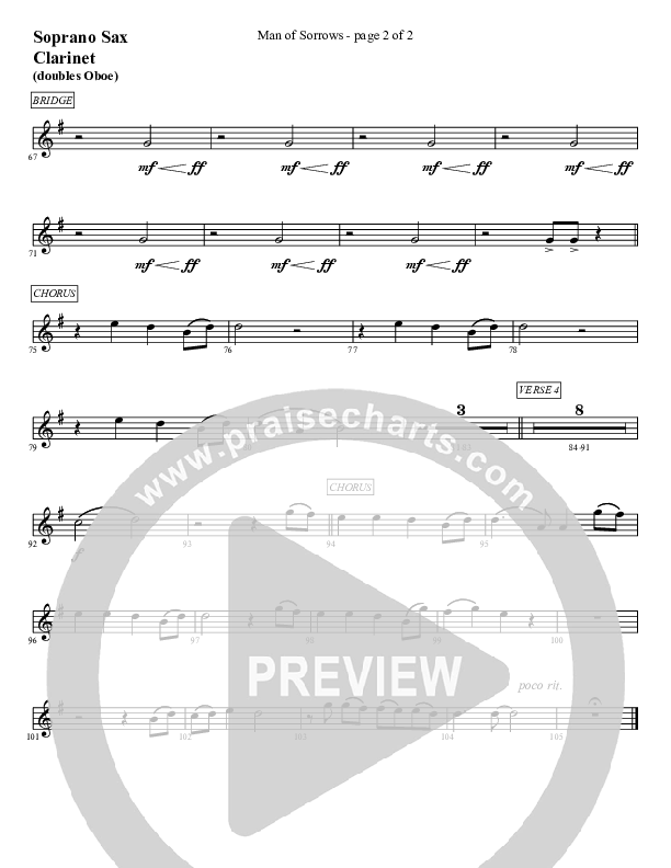 Man Of Sorrows (An Easter Moment) (Choral Anthem) Soprano Sax (Travis Cottrell / Arr. Mason Brown)