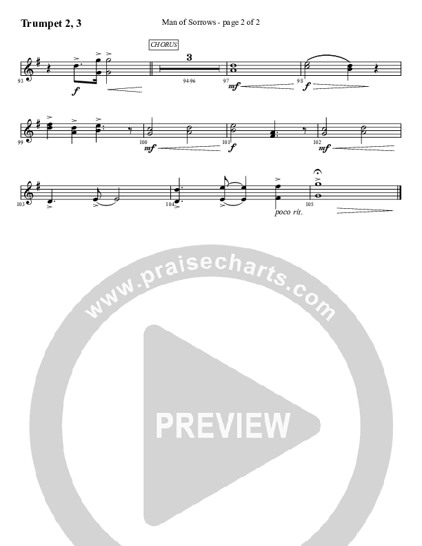 Man Of Sorrows (An Easter Moment) (Choral Anthem) Trumpet 2/3 (Travis Cottrell / Arr. Mason Brown)