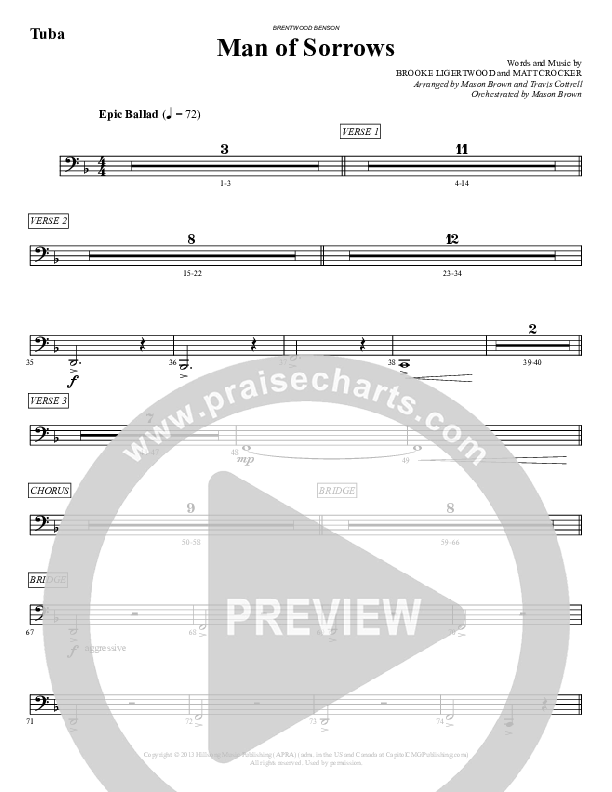 Man Of Sorrows (An Easter Moment) (Choral Anthem) Tuba (Travis Cottrell / Arr. Mason Brown)