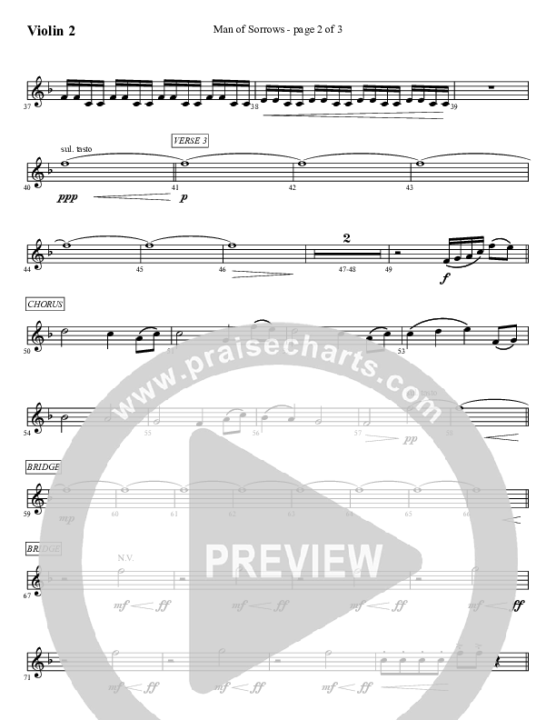 Man Of Sorrows (An Easter Moment) (Choral Anthem) Violin 2 (Travis Cottrell / Arr. Mason Brown)