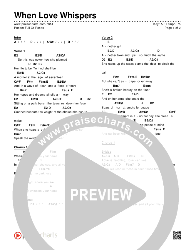 When Love Whispers Chords & Lyrics (Pocket Full Of Rocks)