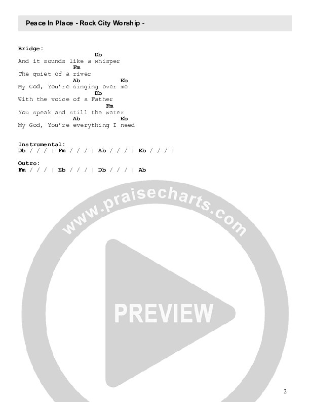 Peace In Place Chord Chart (Rock City Worship)