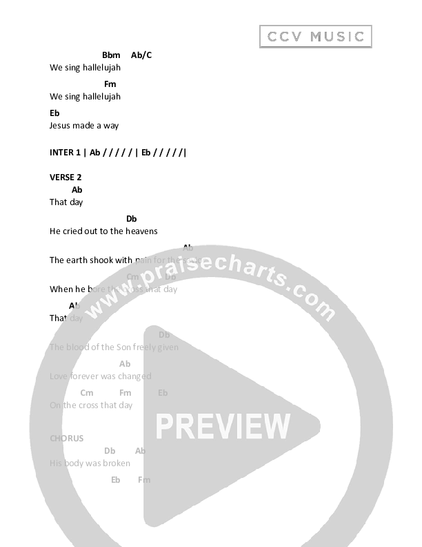 Jesus Made A Way Chord Chart (CCV Music)