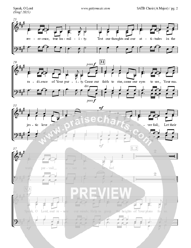 Speak O Lord Choir Sheet (SATB) (Laura Story / Keith & Kristyn Getty)