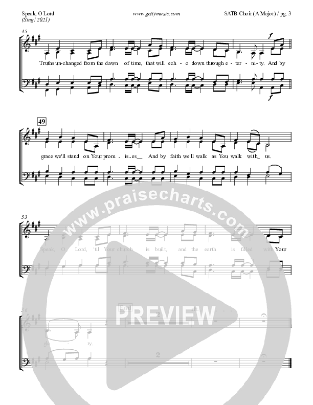 Speak O Lord Choir Sheet (SATB) (Laura Story / Keith & Kristyn Getty)