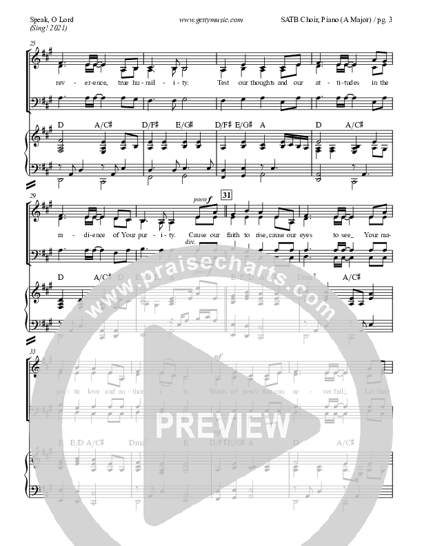 Speak O Lord Piano/Vocal (SATB) (Laura Story / Keith & Kristyn Getty)