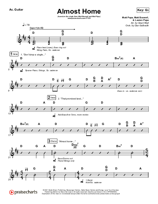 Almost Home Acoustic Guitar (Matt Papa / Matt Boswell / Keith & Kristyn Getty / Shane & Shane)