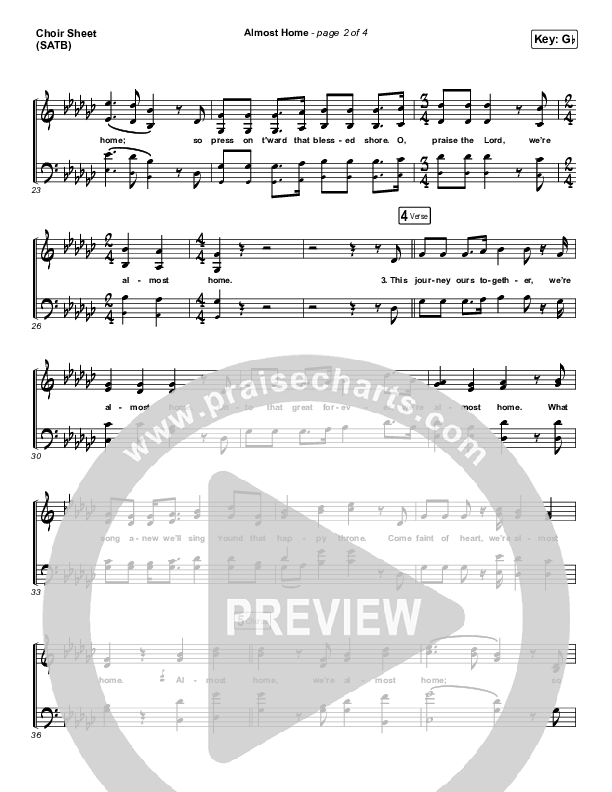 Almost Home Choir Sheet (SATB) (Matt Papa / Matt Boswell / Keith & Kristyn Getty / Shane & Shane)