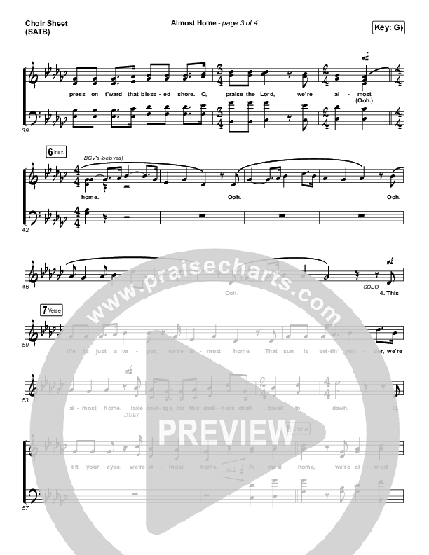 Almost Home Choir Sheet (SATB) (Matt Papa / Matt Boswell / Keith & Kristyn Getty / Shane & Shane)