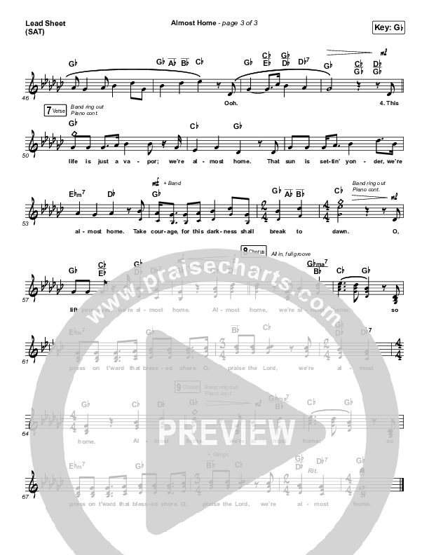 Almost Home Lead Sheet (SAT) (Matt Papa / Matt Boswell / Keith & Kristyn Getty / Shane & Shane)