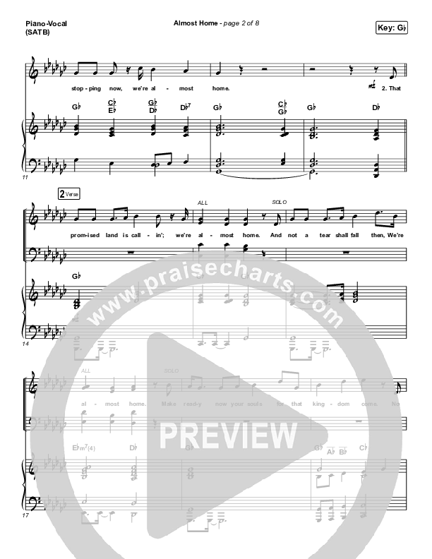 Almost Home Piano/Vocal & Lead (Matt Papa / Matt Boswell / Keith & Kristyn Getty / Shane & Shane)