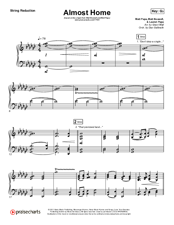 Almost Home String Pack (Matt Papa / Matt Boswell / Keith & Kristyn Getty / Shane & Shane)