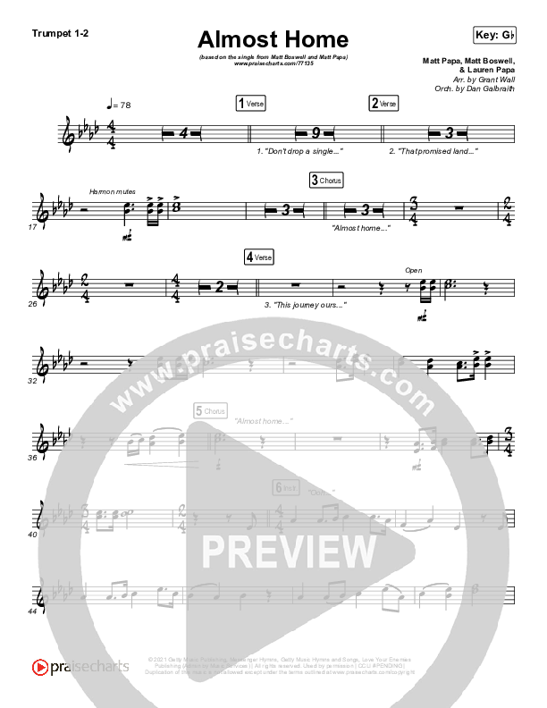 Almost Home Trumpet 1,2 (Matt Papa / Matt Boswell / Keith & Kristyn Getty / Shane & Shane)