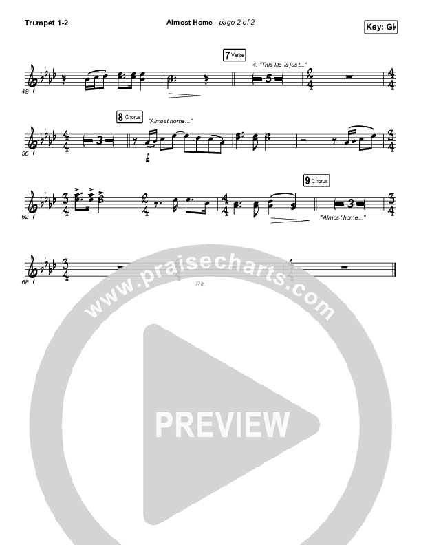 Almost Home Trumpet 1,2 (Matt Papa / Matt Boswell / Keith & Kristyn Getty / Shane & Shane)