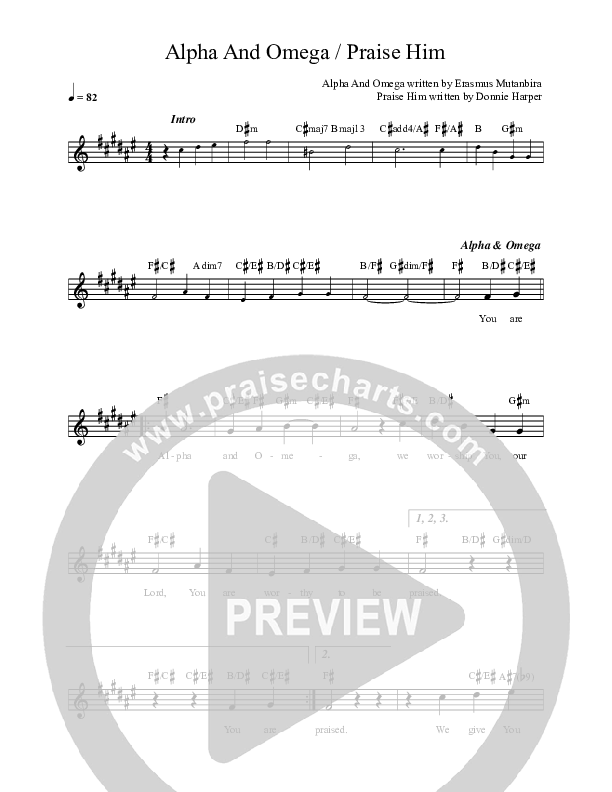 Alpha And Omega / Praise Him Lead Sheet Melody (REVERE)