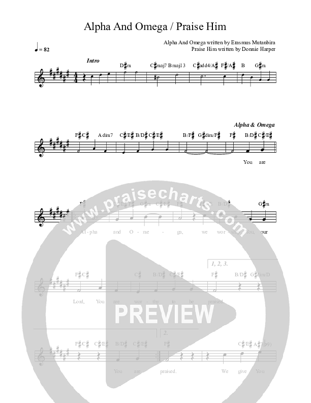 Alpha And Omega / Praise Him Lead Sheet Melody (REVERE)