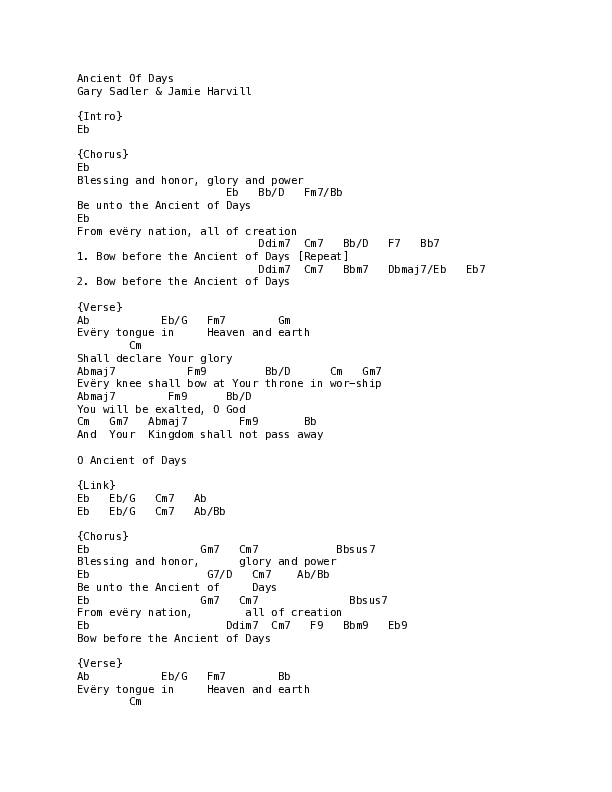 Ancient Of Days Chord Chart (REVERE)