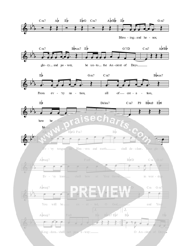 Ancient Of Days Lead Sheet Melody (REVERE)