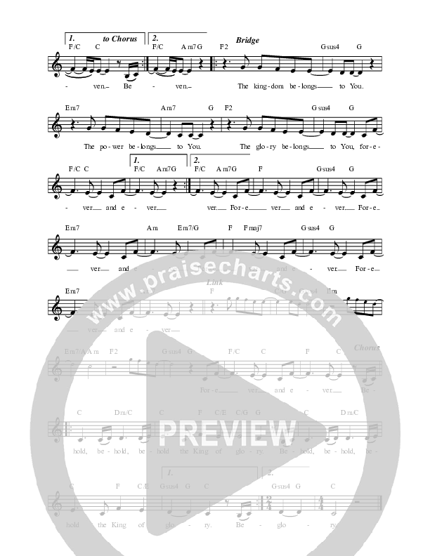 Behold (King Of Glory) Lead Sheet Melody (REVERE)