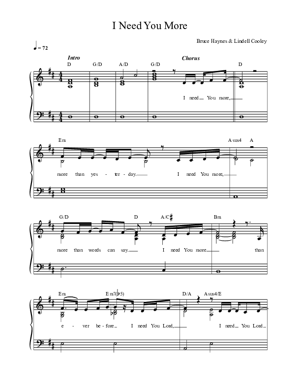 I Need You More Choir Sheet (SAT) (REVERE)